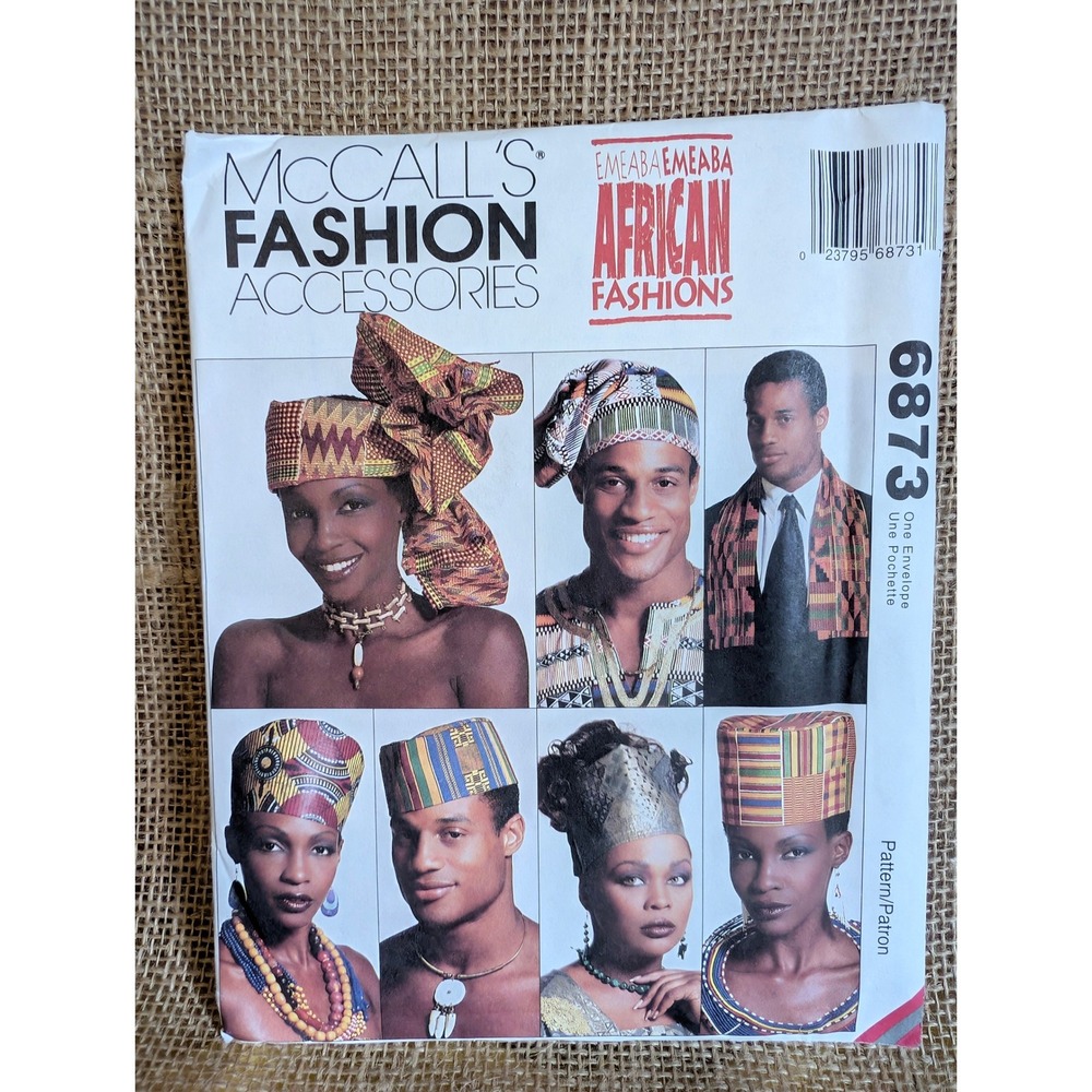 McCalls 6873 Emeaba Emeaba African Fashions Headwrap Hat Stole Sewing Pattern